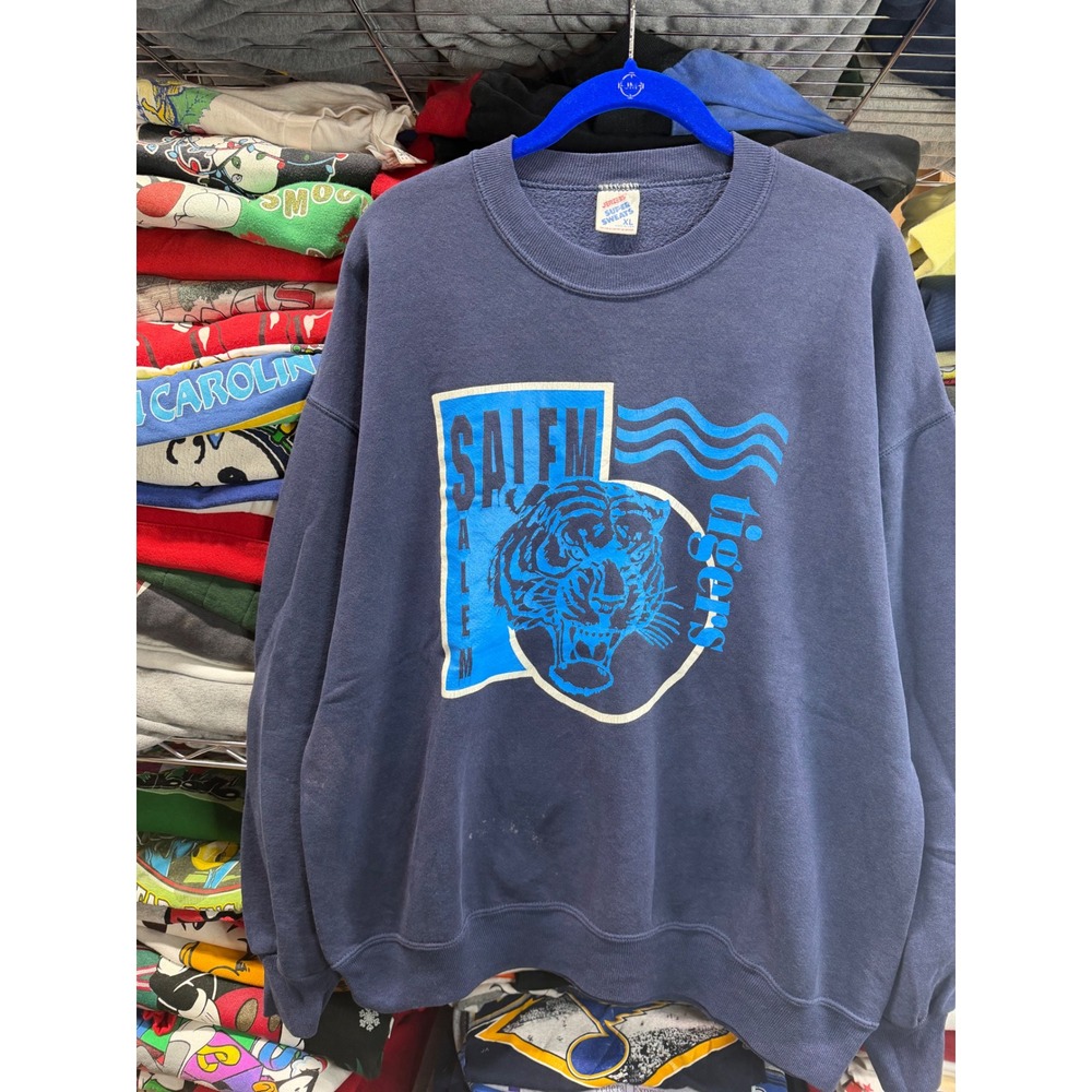 Vintage 90s Salem University Tigers Sweatshirt XL Navy Blue Made in USA 90s